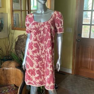 Juicy couture, paisley, short dress lined with tie empire & crocheted buttons